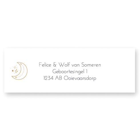 Adresetiket met bohemian maantje in koperkleur