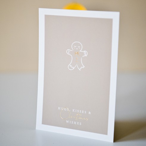Kerstkaart Gingerbread goudfolie