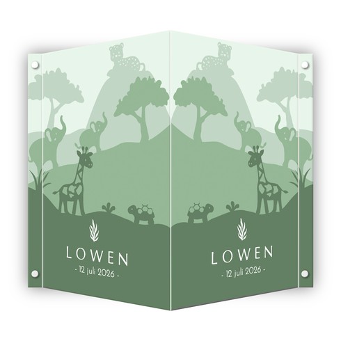 Geboortebord jungle dieren Lowen