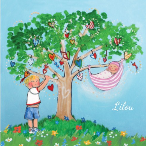 Geboortekaartje Lilou met broer - EB
