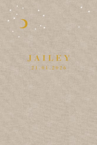 Geboortekaartje linnen look dubbel - Jailey