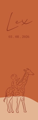 Geboortekaartje in uniek boeklegger formaat met giraf en kindje - 5,5x17,5