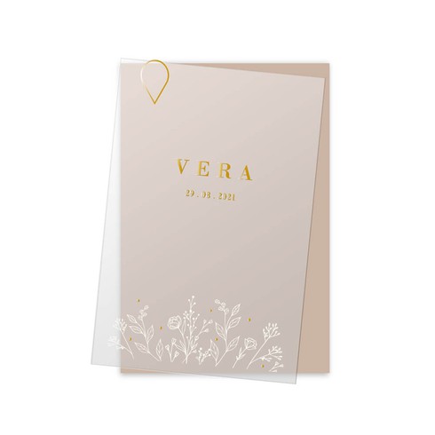 Meisjeskaartje kalkpapier met bloemen en stipjes - Vera