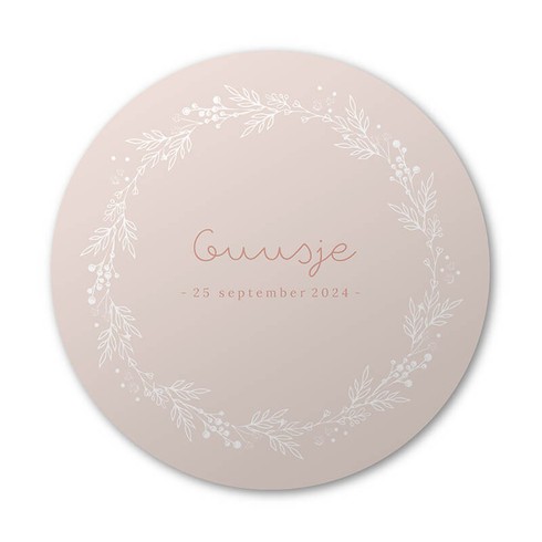 Ronde raamsticker met bloemen wreath 40x40 - Guusje