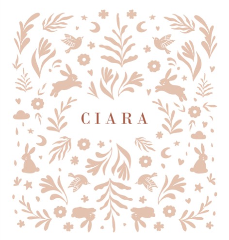 Uniek geboortekaartje met dieren en bloemen - Ciara